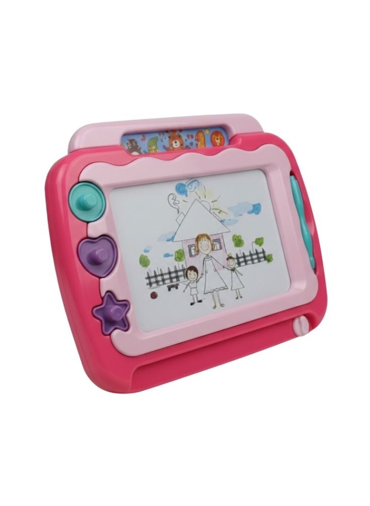 بريميم لوحة رسم مغناطيسية وردية اللون مع قلم وأزرار ختم، لعبة كتابة ورسم قابلة لإعادة الاستخدام للأطفال - Image 3